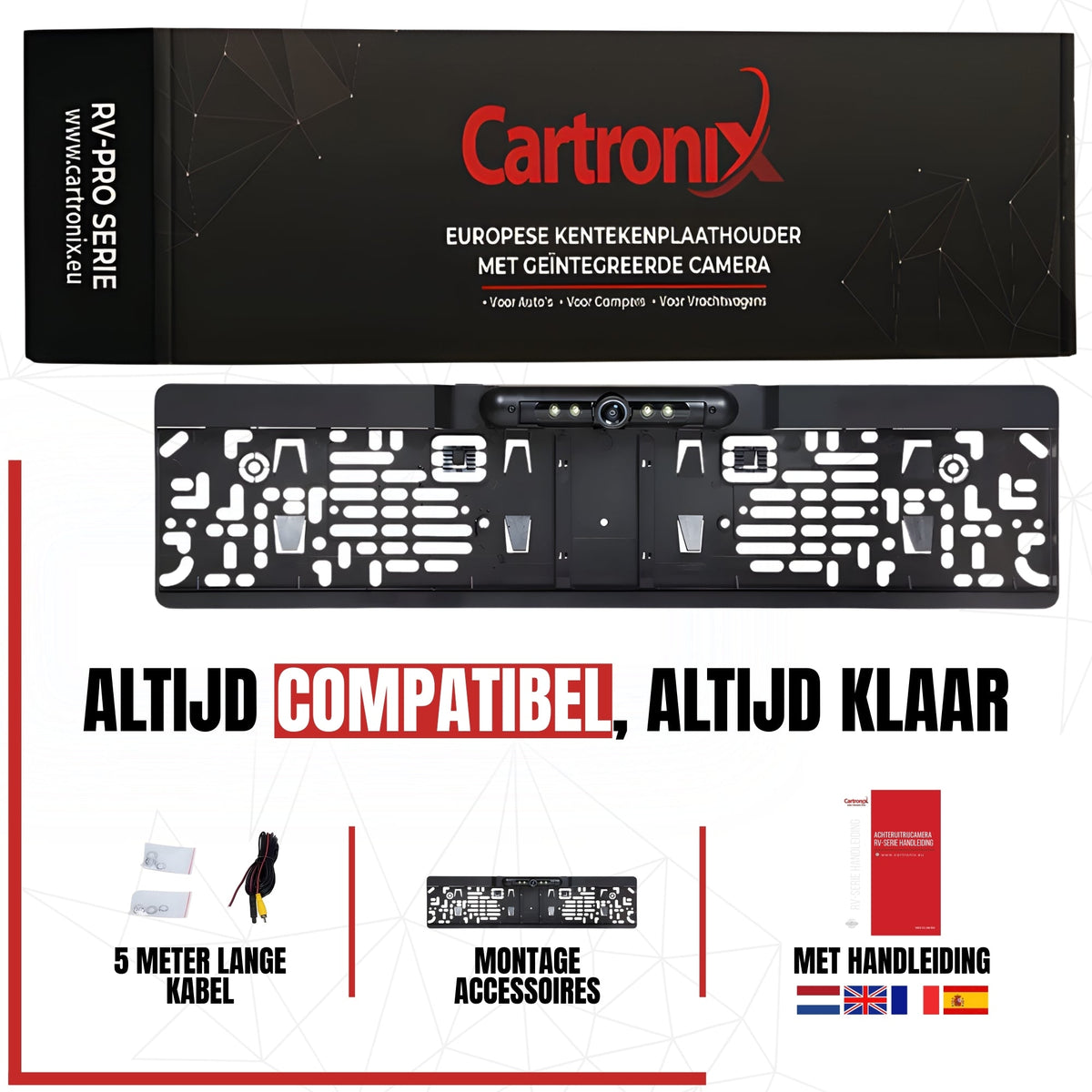 Cartronix RV-420 PRO kentekenplaathouder met camera | Full HD