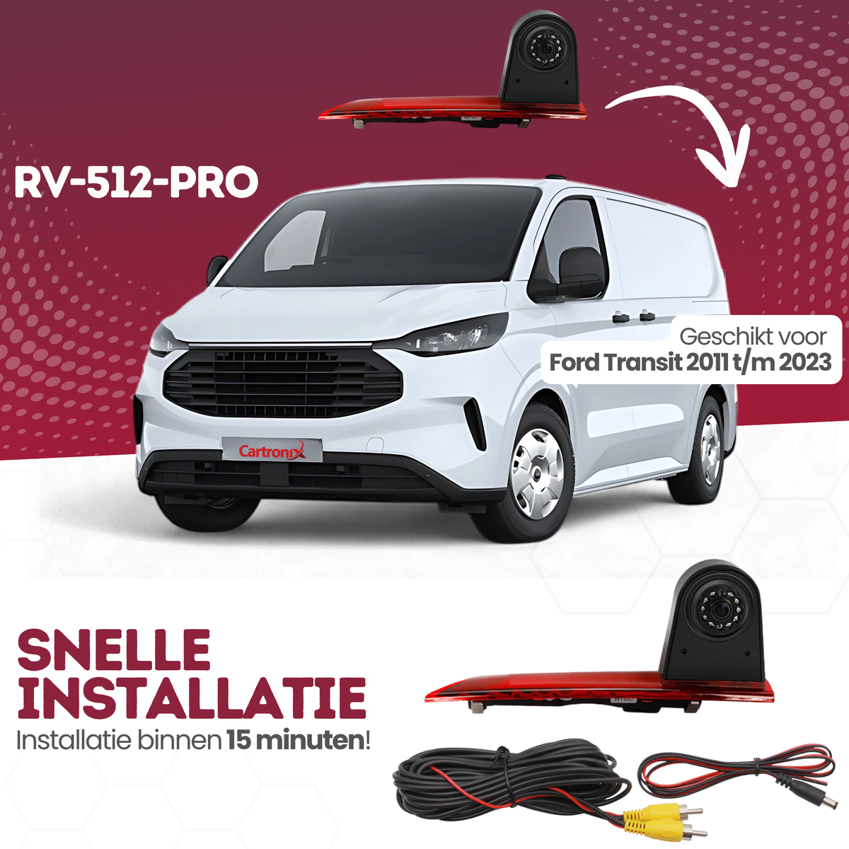 Ford Transit 3. Bremsleuchte Rückfahrkamera | 2011 bis 2023 | Nachtsicht | HD-Bild