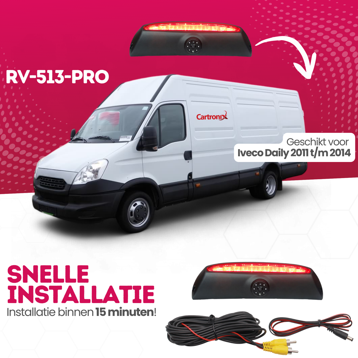 Feu stop avec caméra de recul pour Iveco Daily | 2011 à 2014 | Vision nocturne | Image HD
