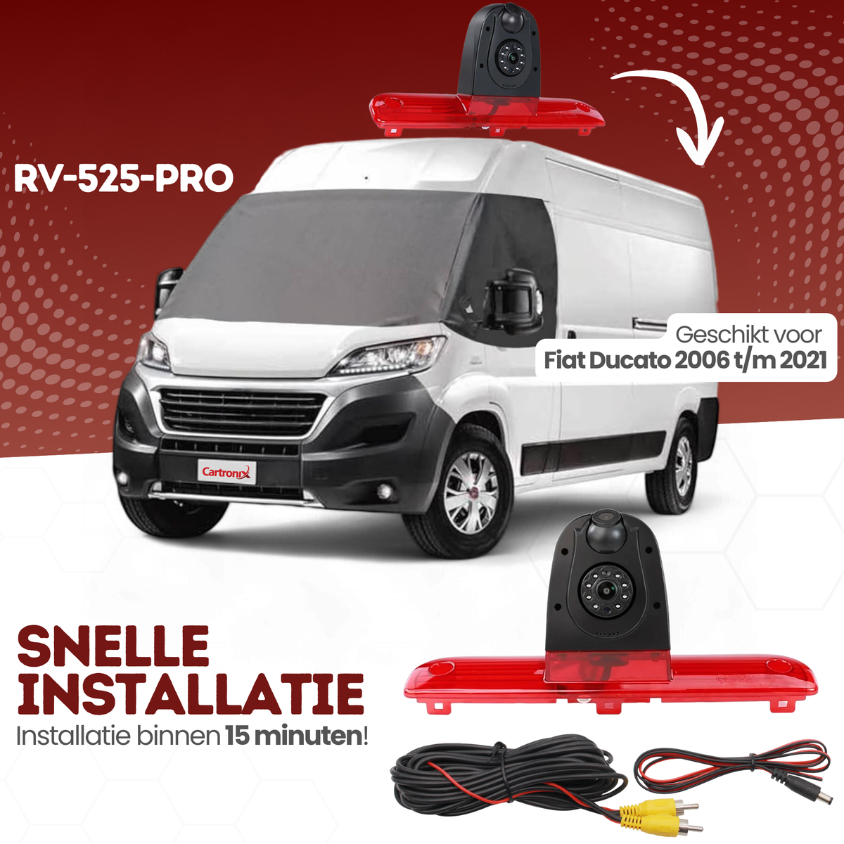 Fiat Ducato Third Brake Light with Dual Lens and Rear-View Camera | 2006 to 2021 | Night Vision | HD Image