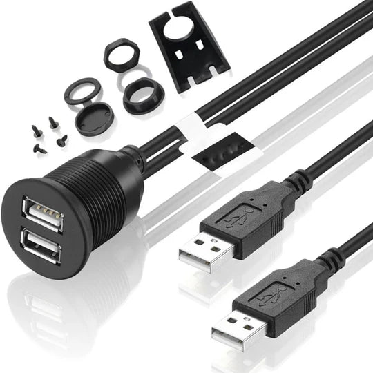 Cartonix | CTX-3300 | 1 meter Flush Mount Cable with Dual USB Port for Dashboard