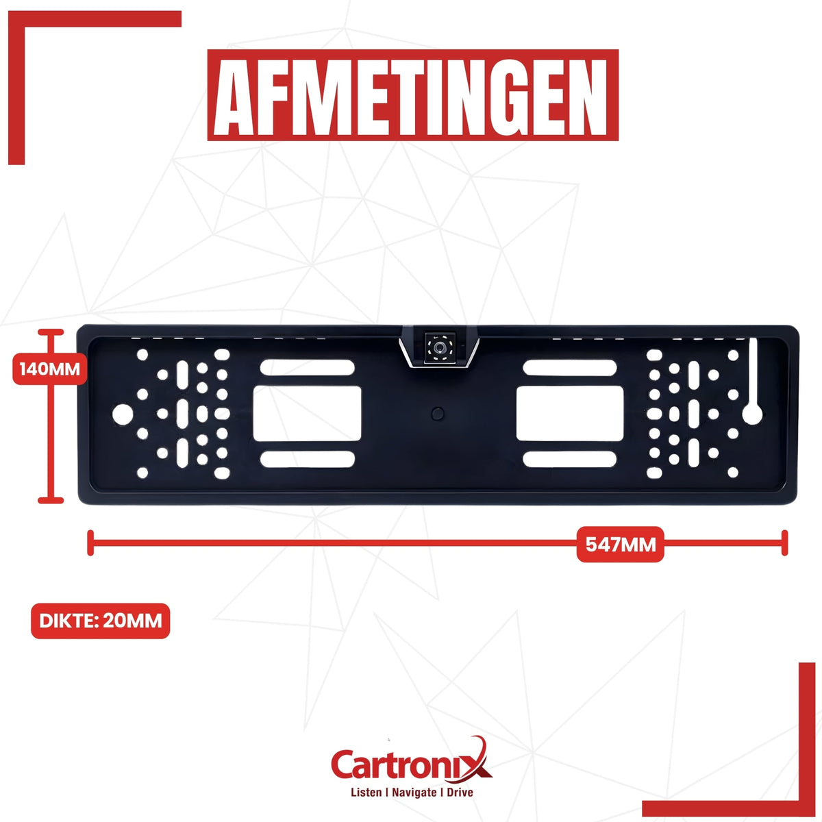 Ramka tablicy rejestracyjnej Cartronix RV-410 PRO z kamerą | 8 diod LED noktowizyjnych