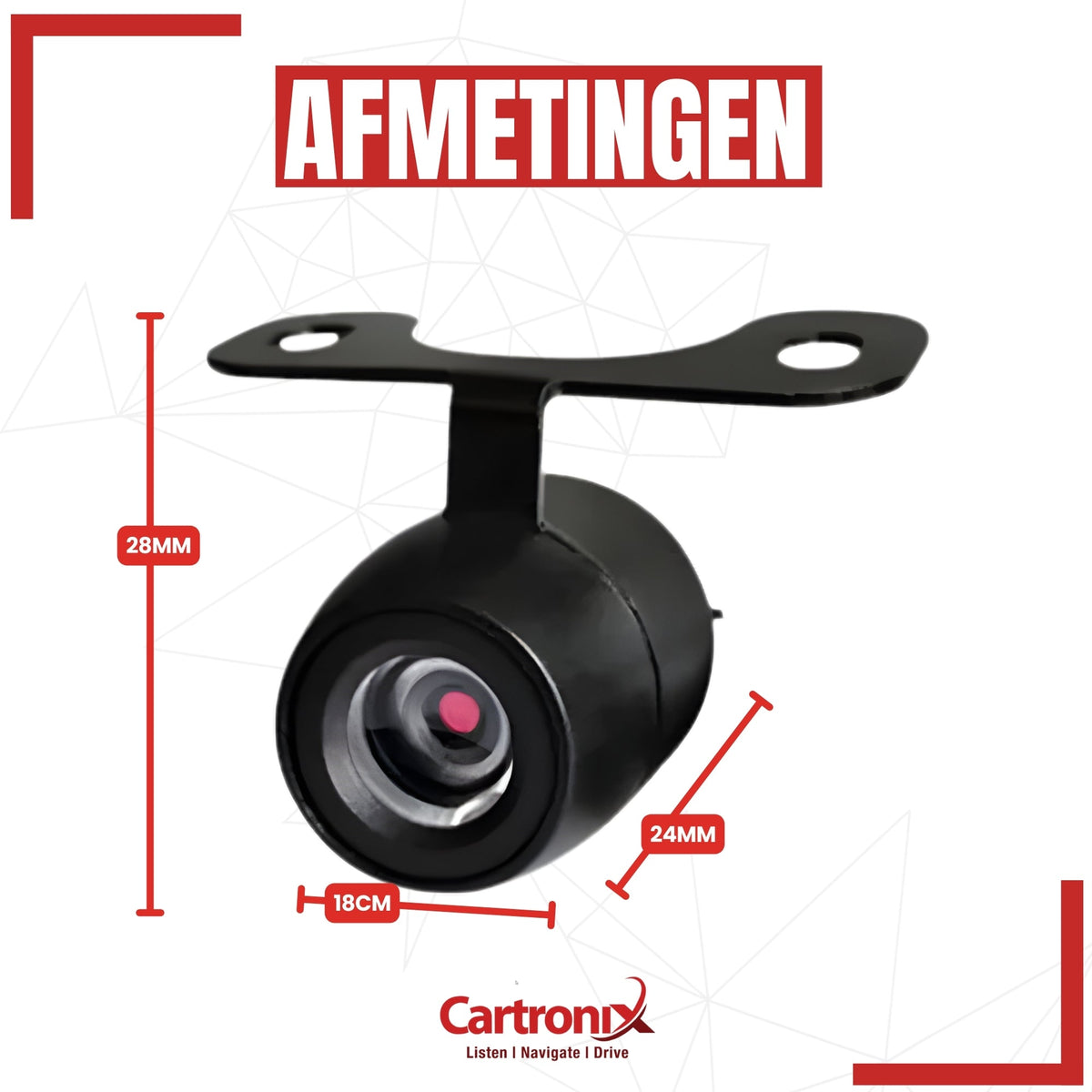 Cámara de visión trasera Cartronix RV-330 PRO | Universal | Parachoques | Visión nocturna