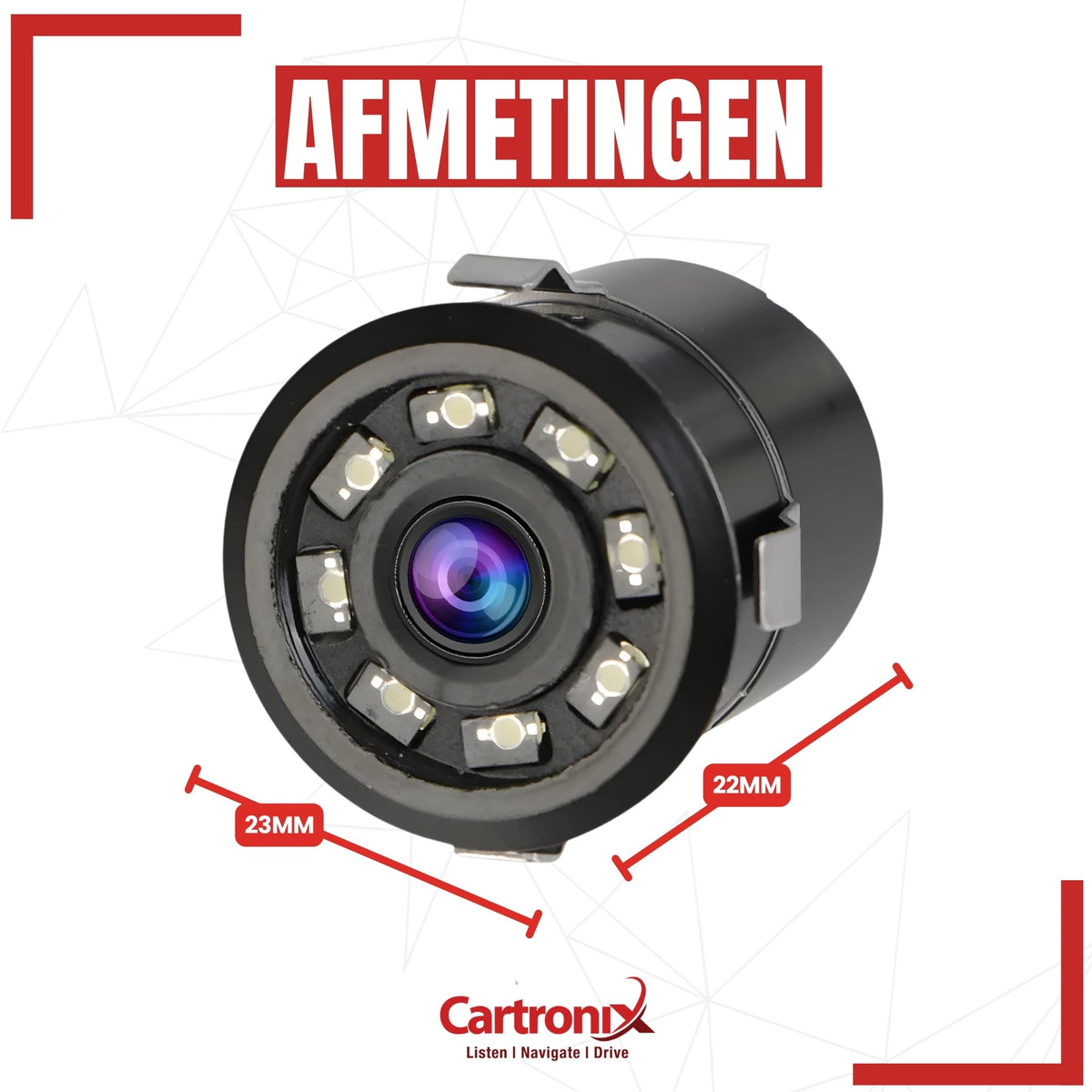 Cartronix RV-340 PRO Rückfahrkamera | Universal | Stoßstange | 8 LED