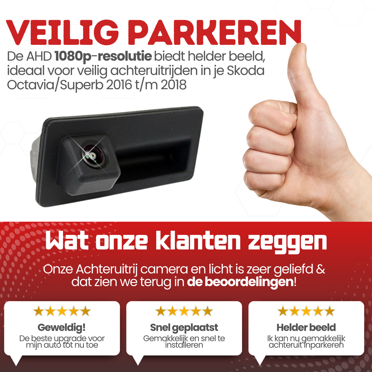 Skoda Octavia/Superb Achteruitrijcamera | 2016 t/m 2018 | Nachtzicht & HD Beeld