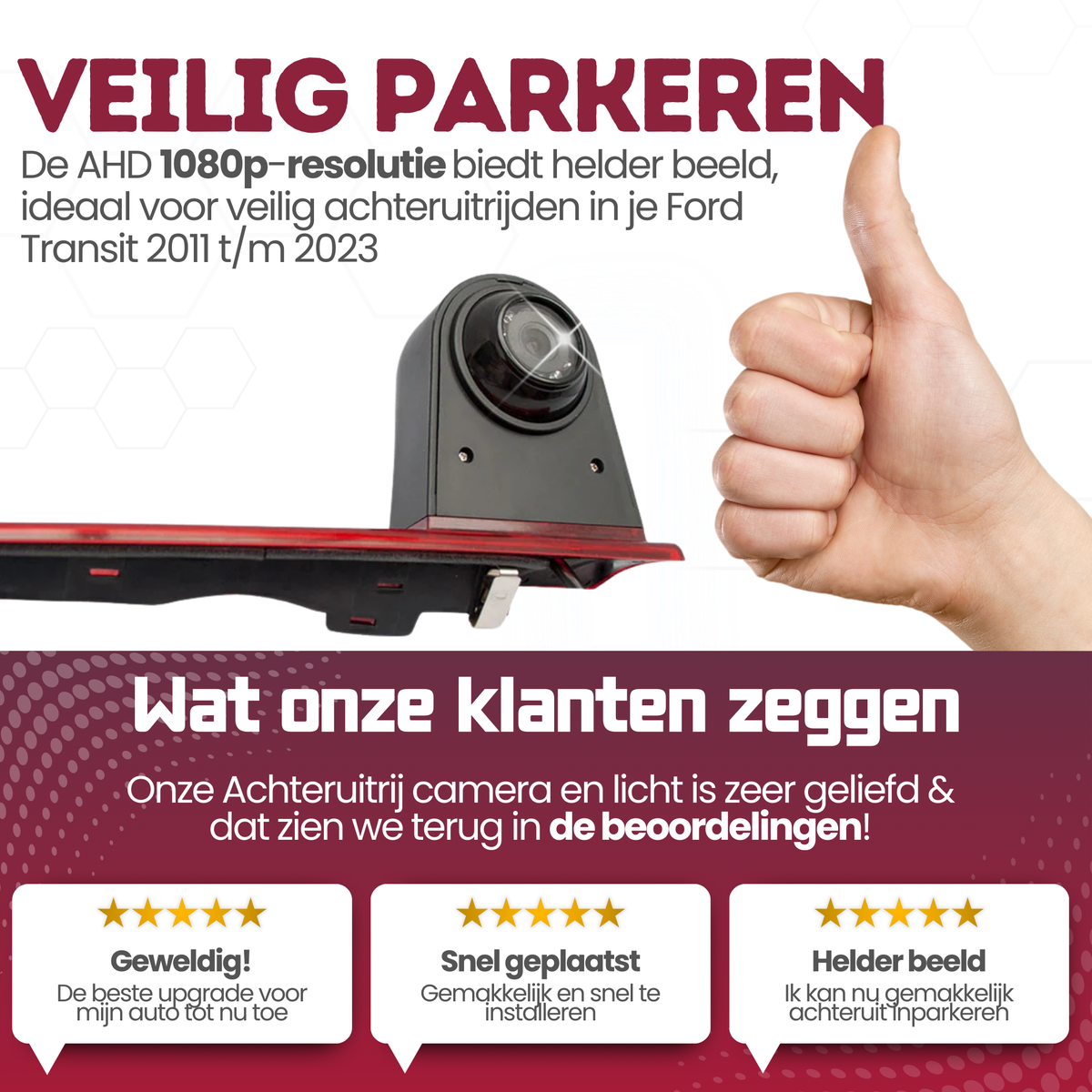 Ford Transit 3. Bremsleuchte Rückfahrkamera | 2011 bis 2023 | Nachtsicht | HD-Bild