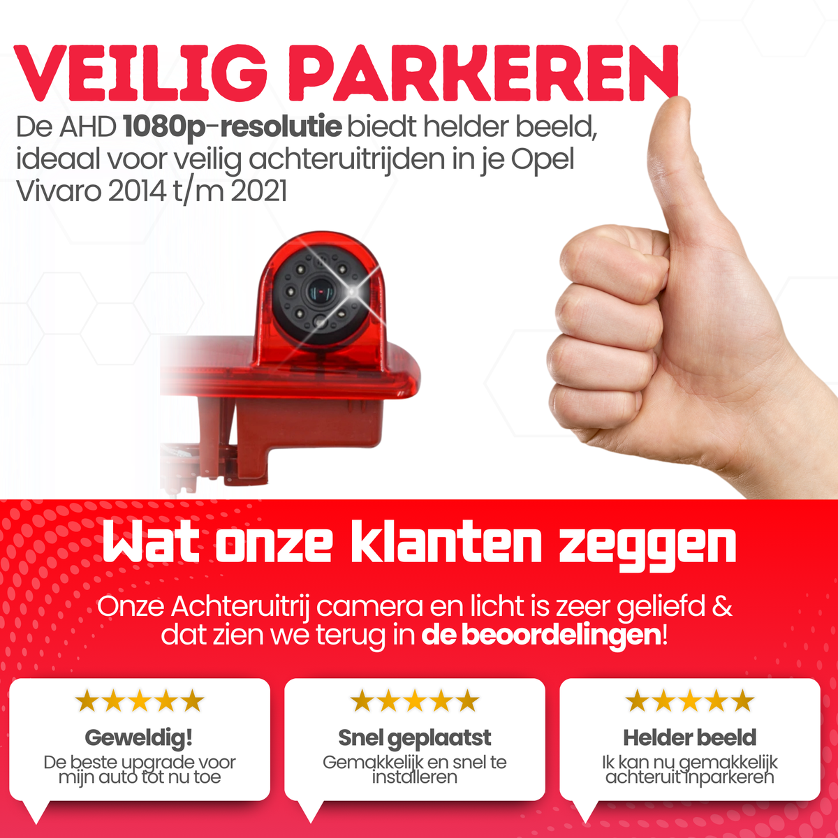 Terza luce stop con telecamera di retromarcia per Opel Vivaro | 2014 - 2021 | Visione notturna | Immagine HD