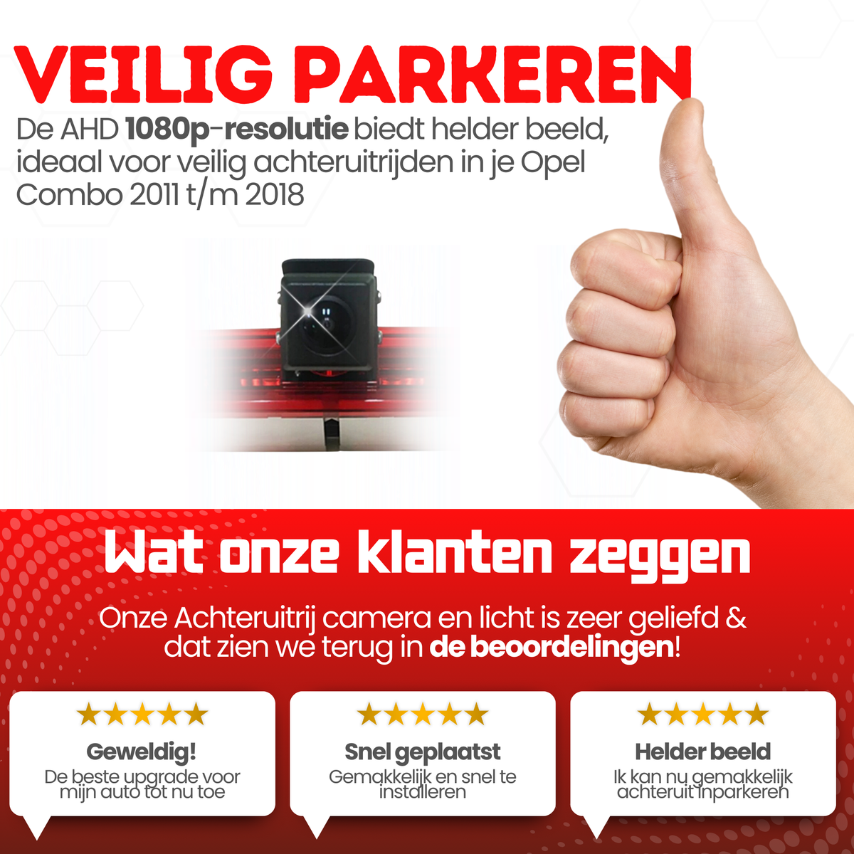 Opel Combo Third Brake Light Reversing Camera | 2011 to 2018 | Night Vision | HD Image