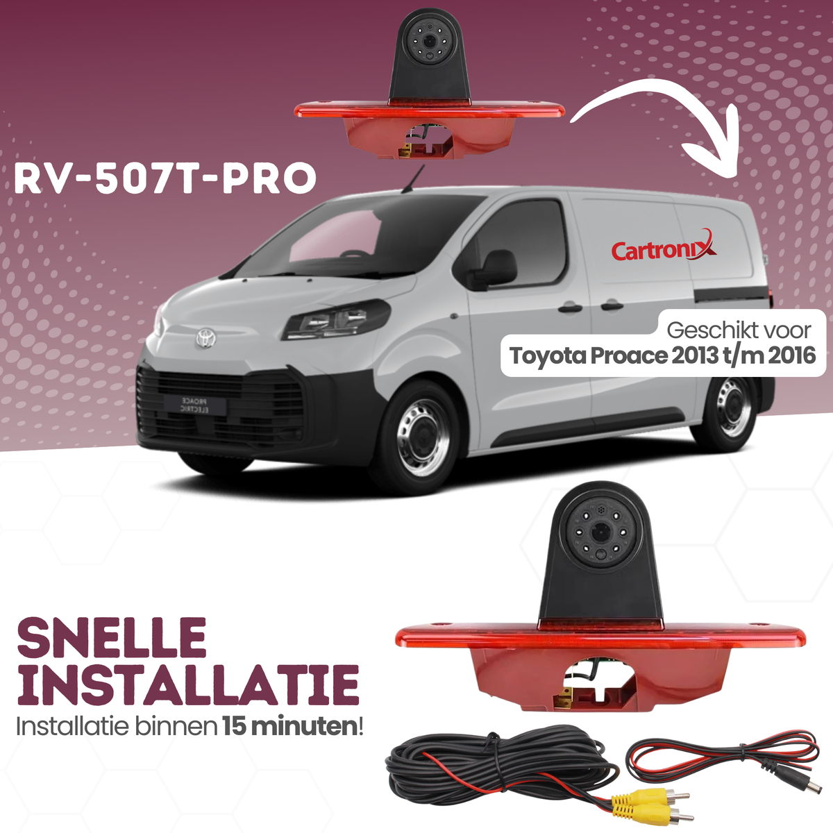 Toyota Proace Dritte Bremsleuchte Rückfahrkamera | 2013 bis 2016 | Nachtsicht | HD-Bild