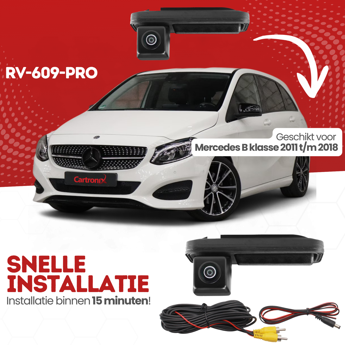 Caméra de recul Mercedes Classe B | 2011 à 2018 | Vision nocturne & Image HD