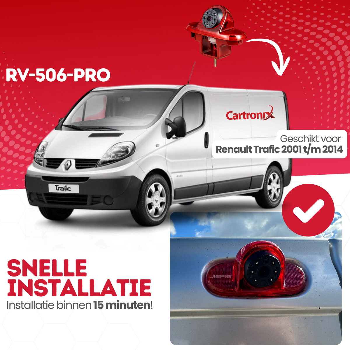 Terza luce stop con telecamera di retromarcia per Renault Trafic | dal 2001 al 2014 | Visione notturna | Immagine HD