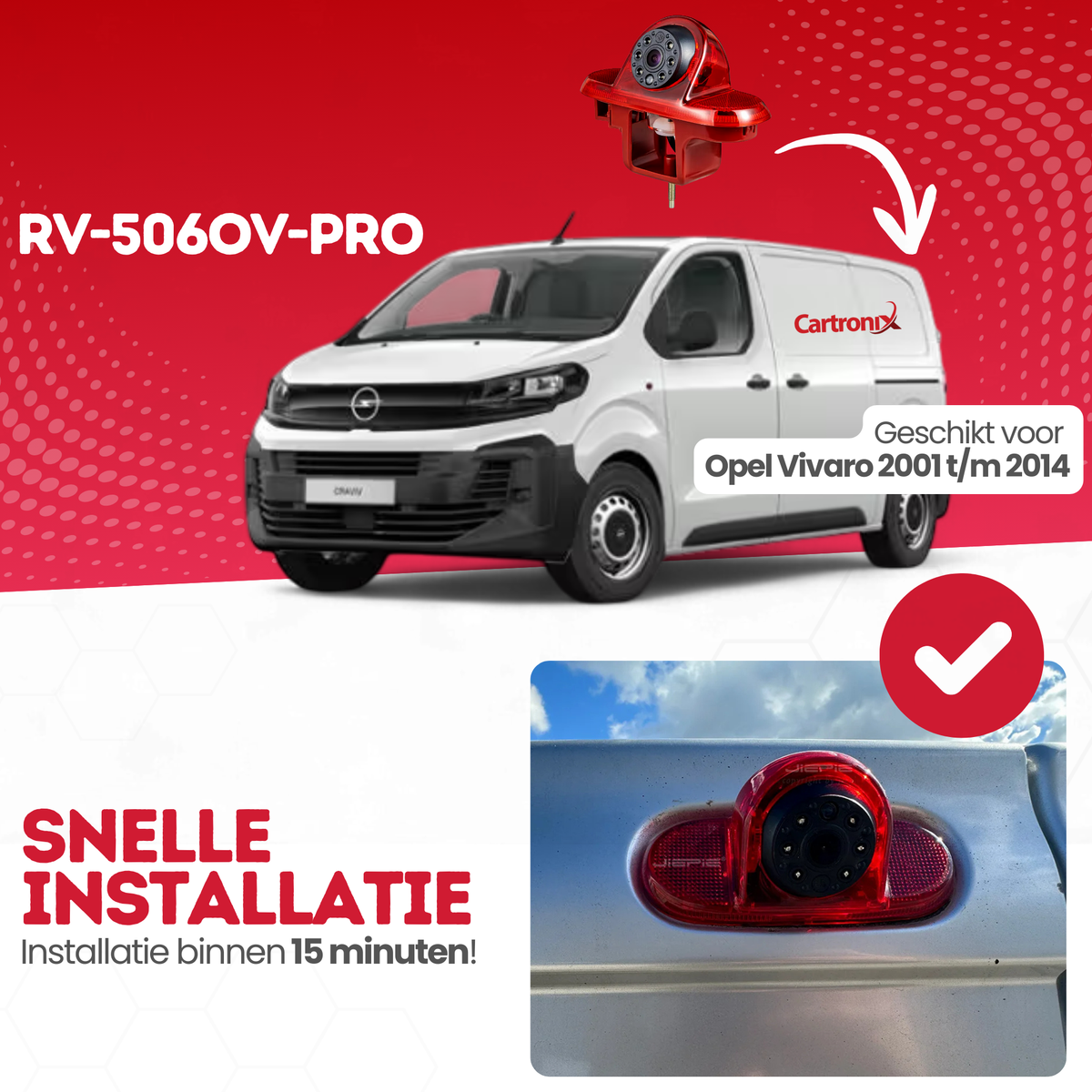 Terza luce stop con telecamera di retromarcia per Opel Vivaro | 2001-2014 | Visione notturna | Immagine HD