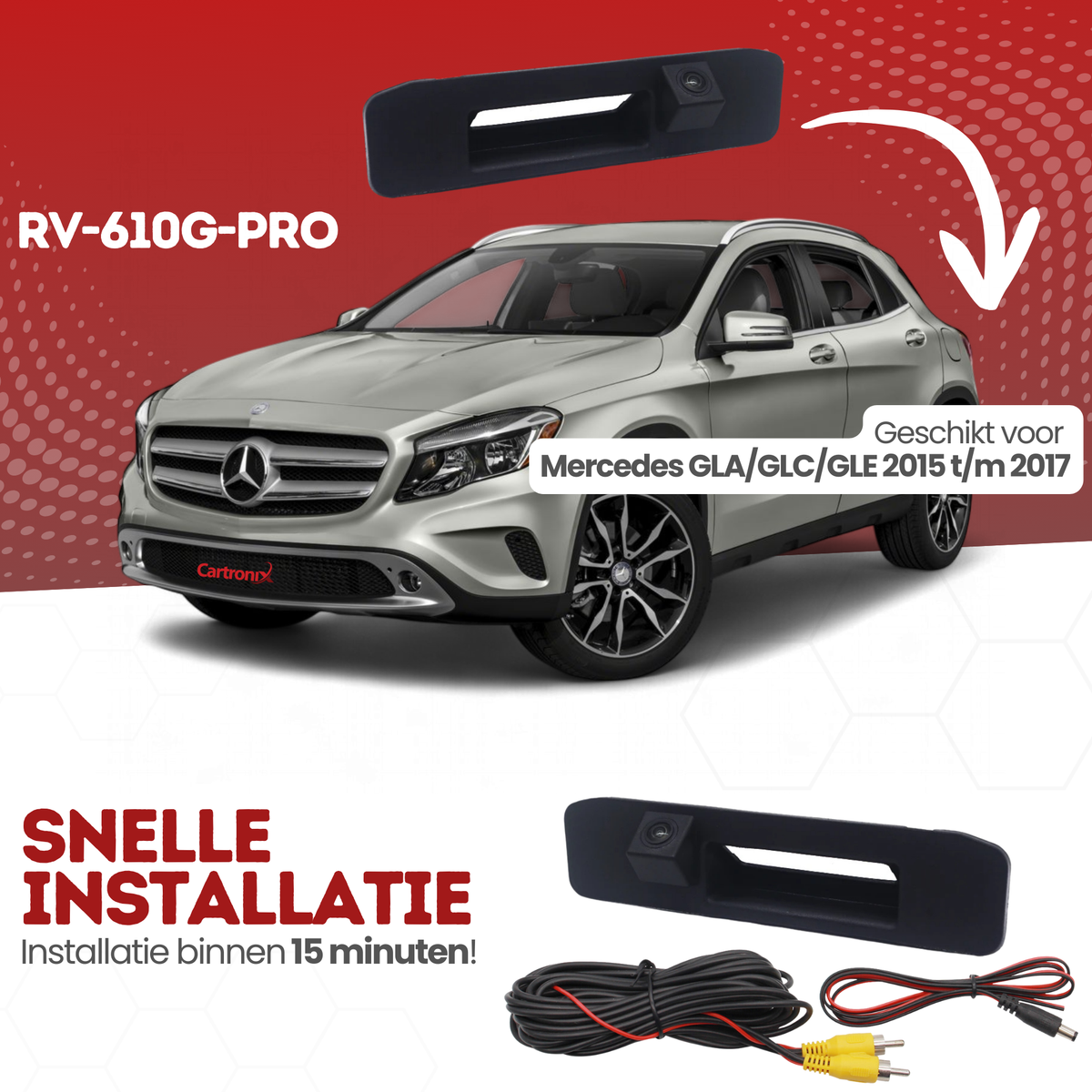 Cámara de visión trasera para Mercedes Clase GLA/GLC/GLE | 2015 a 2017 | Visión nocturna y calidad de imagen HD