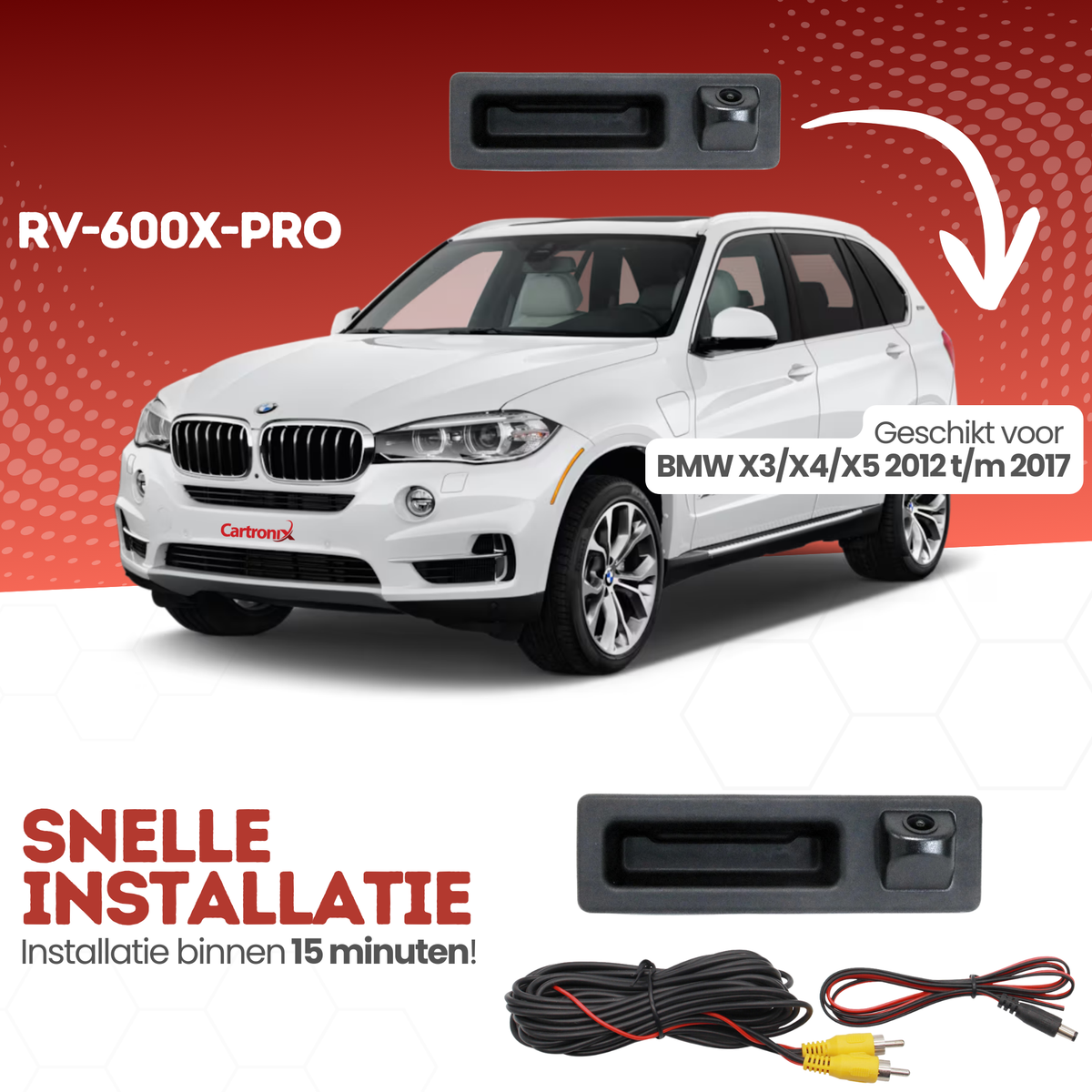 Telecamera posteriore BMW X3/X4/X5 | dal 2012 al 2017 | Visione notturna e immagine HD