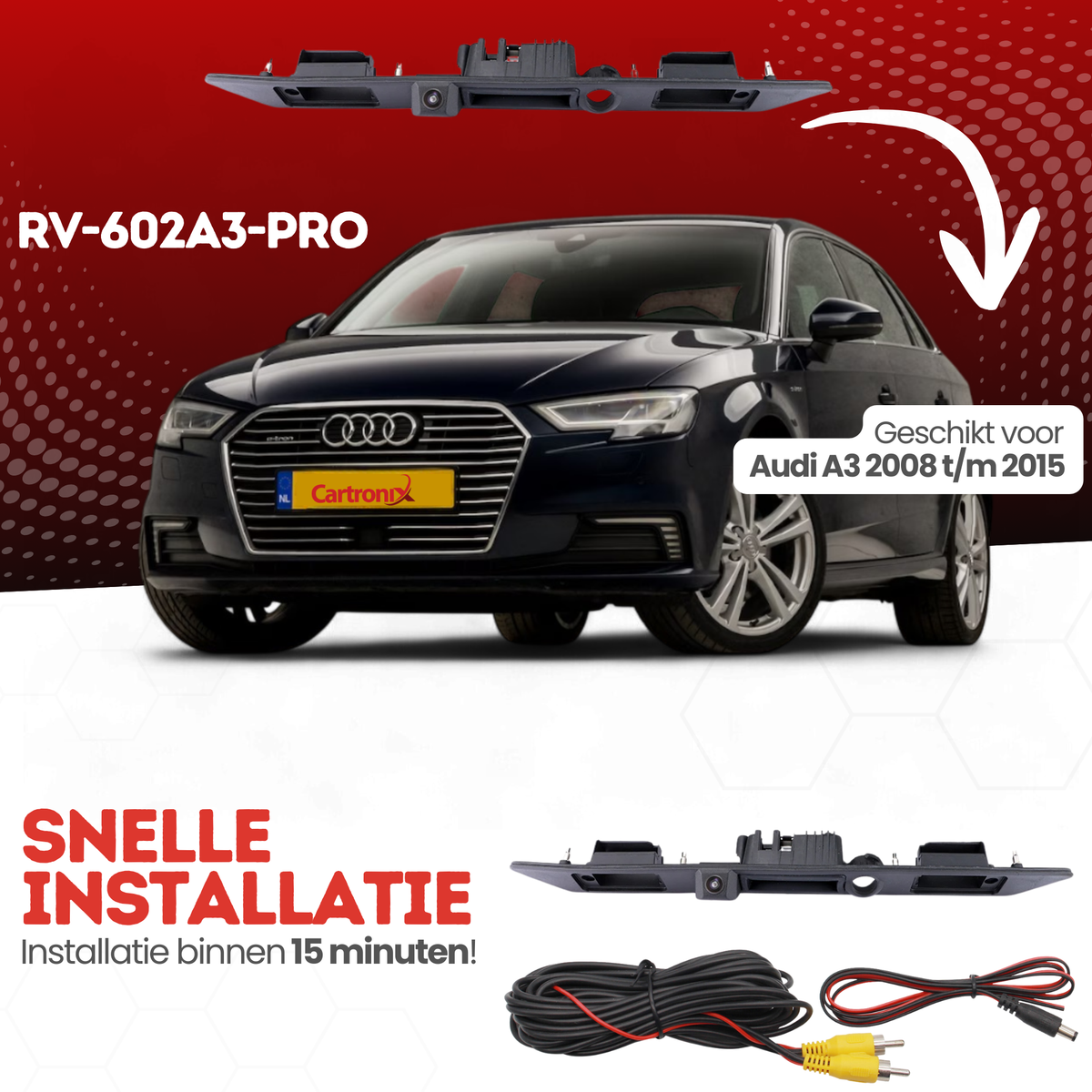 Telecamera posteriore Audi A3 | dal 2008 al 2015 | Visione notturna & Immagine HD