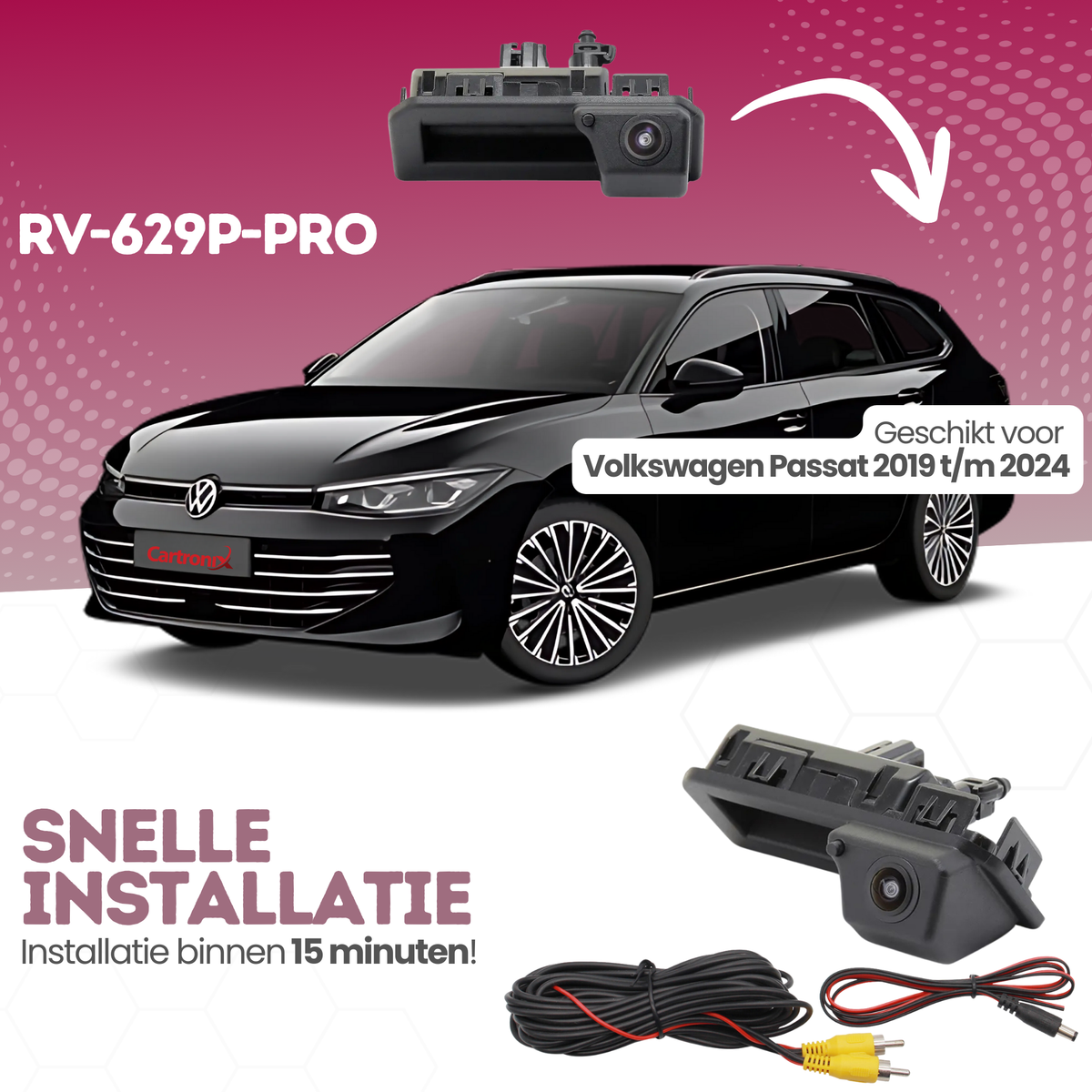 Volkswagen Passat Achteruitrijcamera | 2019 t/m 2024 | Nachtzicht & HD Beeld