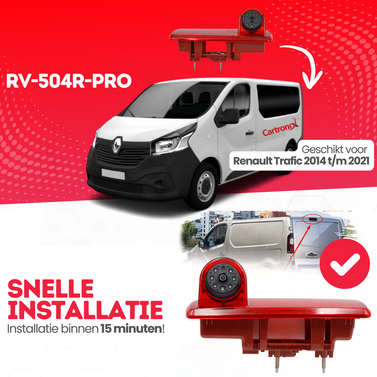 Renault Trafic Derde Remlicht Achteruitrijcamera | 2014 t/m 2021 | Nachtzicht | HD Beeld – afbeelding 2