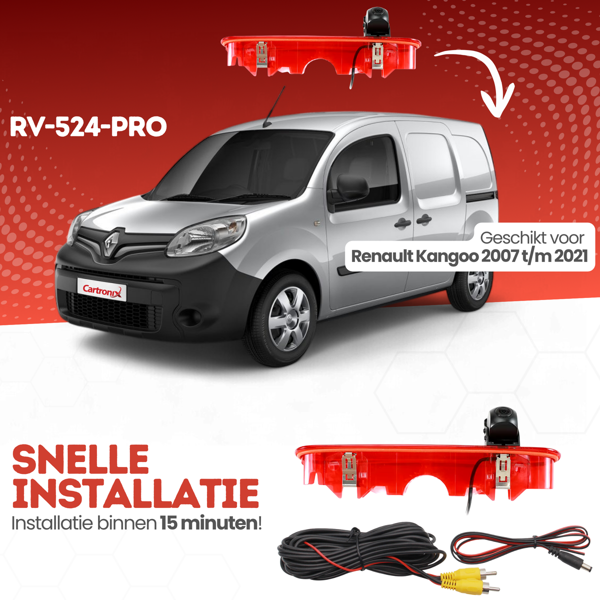 Renault Kangoo Third Brake Light Reversing Camera | 2007 to 2021 | Night Vision | HD Image