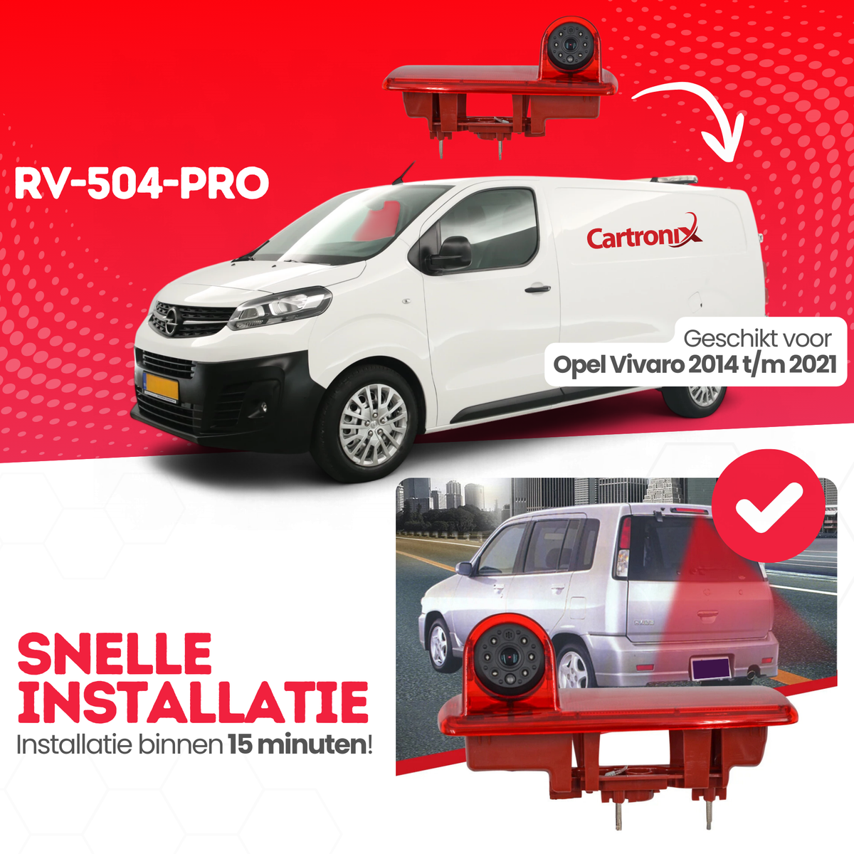 Terza luce stop con telecamera di retromarcia per Opel Vivaro | 2014 - 2021 | Visione notturna | Immagine HD