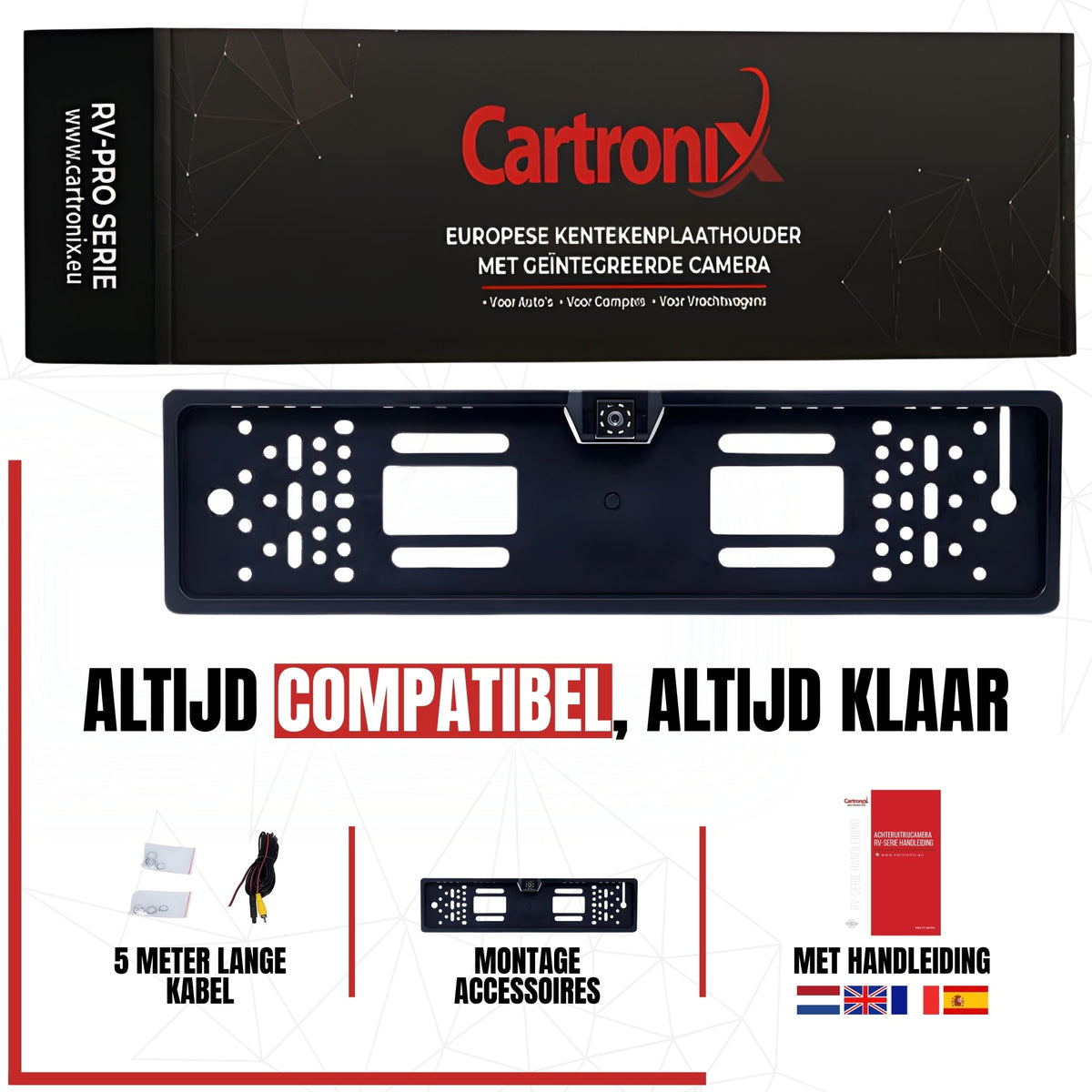 Ramka tablicy rejestracyjnej Cartronix RV-410 PRO z kamerą | 8 diod LED noktowizyjnych