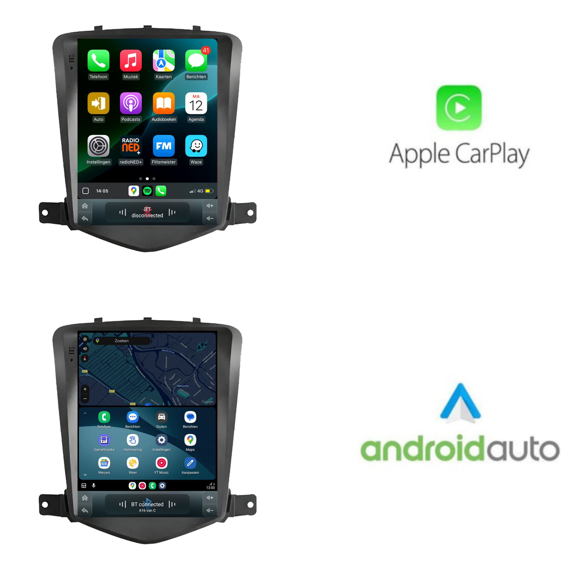 Cartronix Chevrolet Cruze | 2009 bis 2015 | Autoradio Navigation | Apple CarPlay & Android Auto | Android 13 | Großer HD-Bildschirm