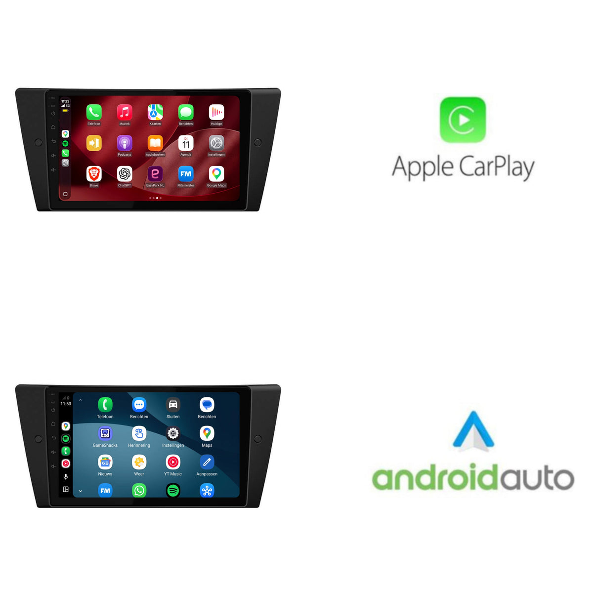 Radio CarPlay & Android Auto per BMW Serie 3 E90/E91/E92/E93 | 2005-2013 | 9 pollici | Android 15