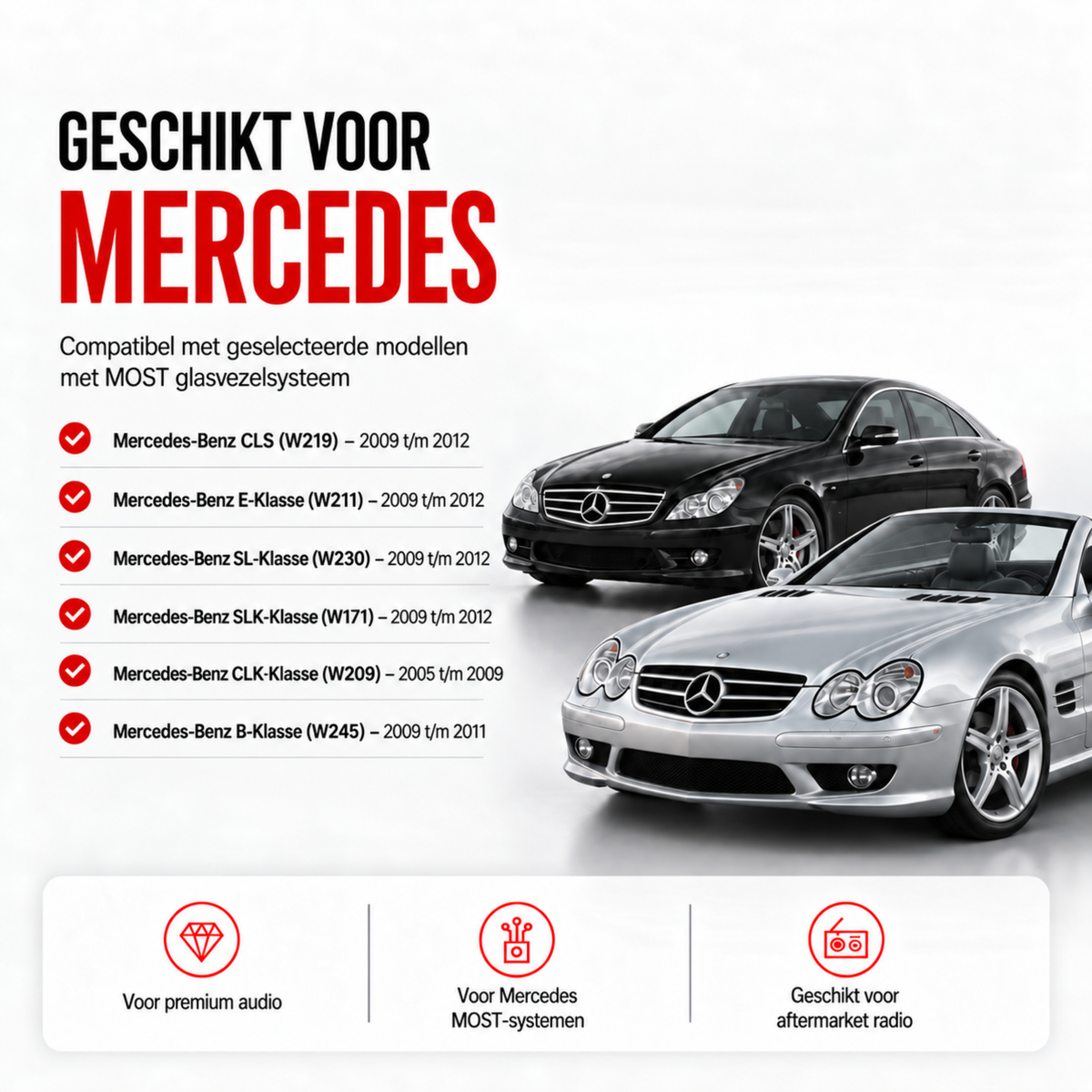 CTX-3303 | Decodificador de fibra óptica | Mercedes Clase E W211 | S/SL/SLK/CLK | a partir de 2009