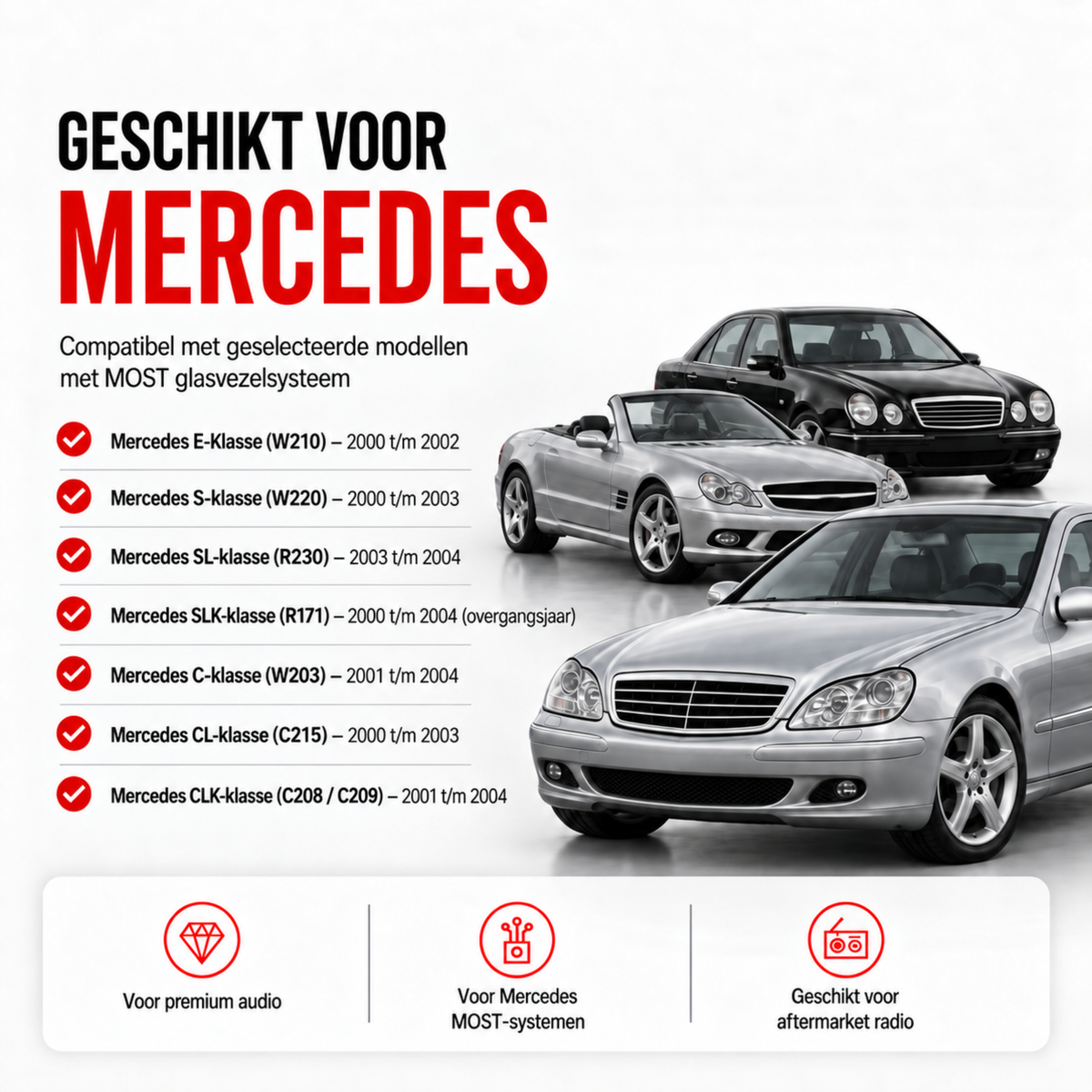 Lichtwellenleiter-Decoder | Mercedes E/CLS/S/SL/SLK/CL | 2000 bis 2004