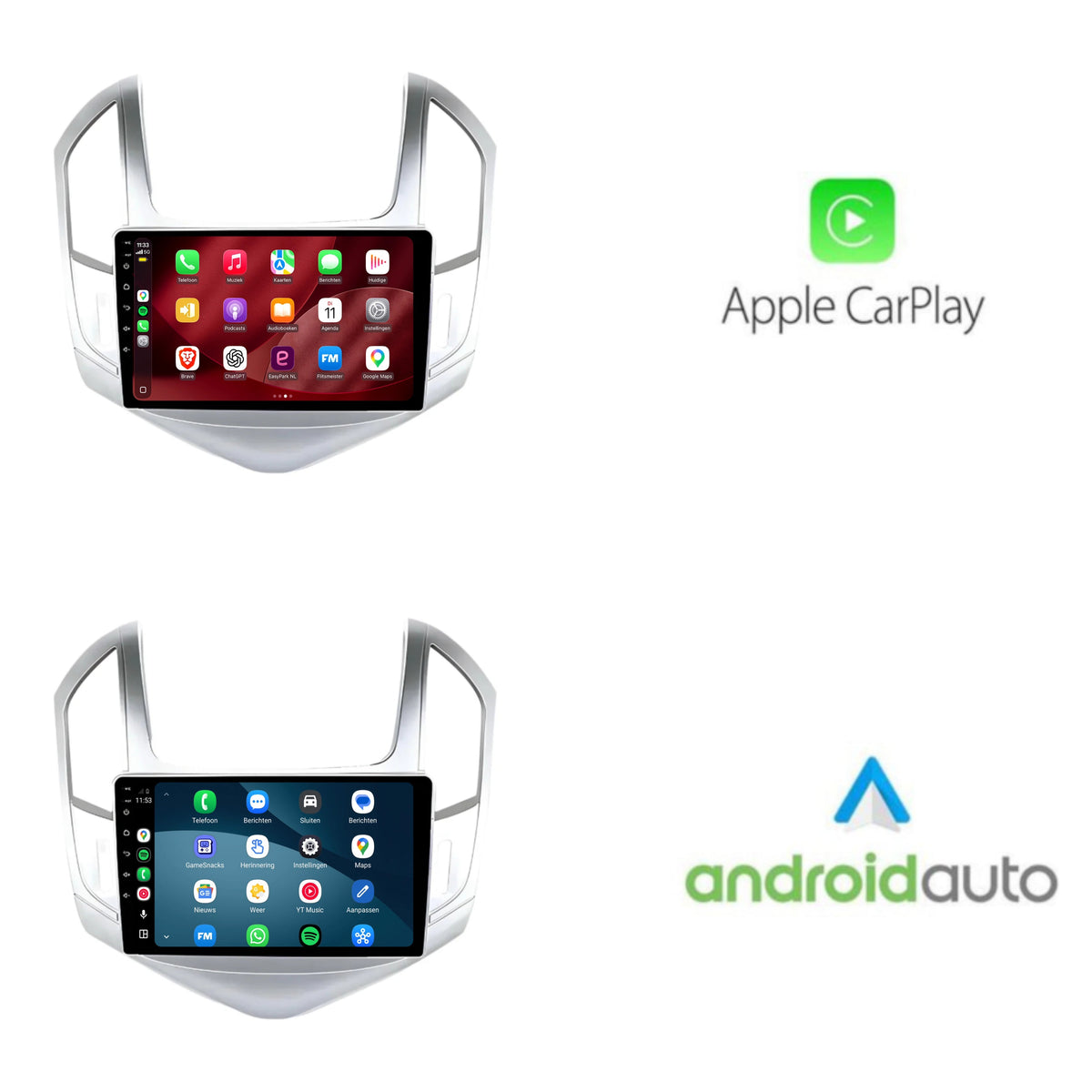 Autoradio CarPlay & Android Auto pour Chevrolet Cruze | 2012 à 2014 | 9 pouces | Android 15 | Argent | CTX-7324