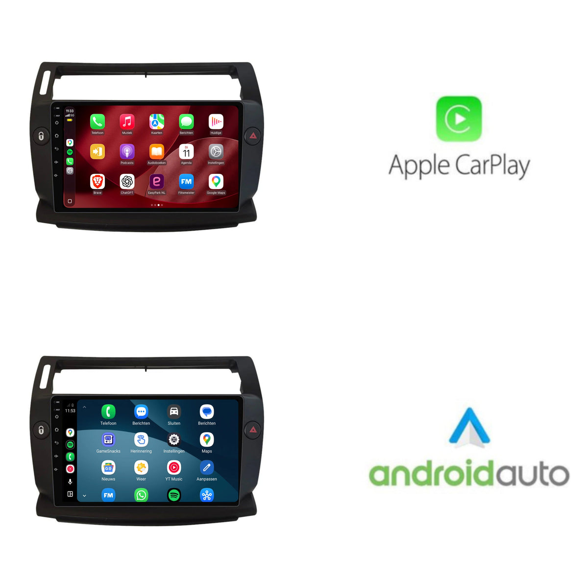 Autoradio CarPlay & Android Auto pour Citroën C4 | 2004 à 2010 | 9 pouces | Android 15 | Noir | CTX-7318