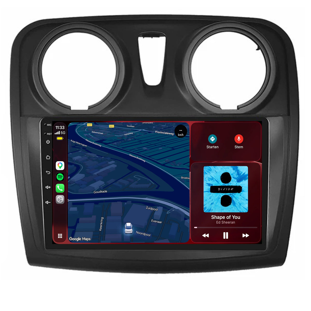 Dacia Sandero CarPlay & Android Auto radio | 2013 t/m 2020 | 9 inch | Android 15 | CTX-7153