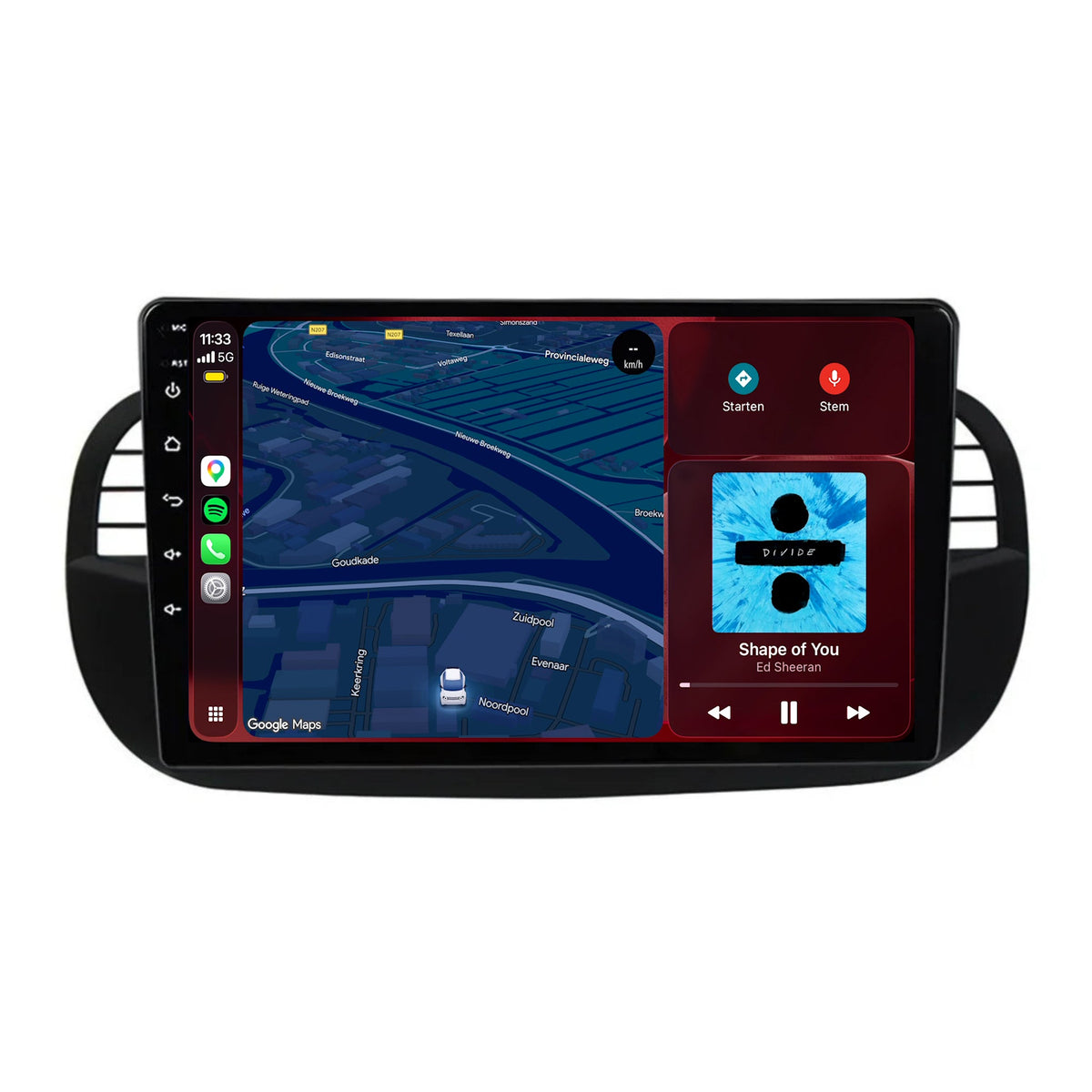 Autoradio CarPlay & Android Auto per Fiat 500 | 2007-2015 | 9 pollici | Android 15