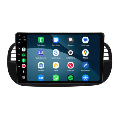 Fiat 500 CarPlay & Android Auto radio | 2007 t/m 2015 | 9 inch | Android 15