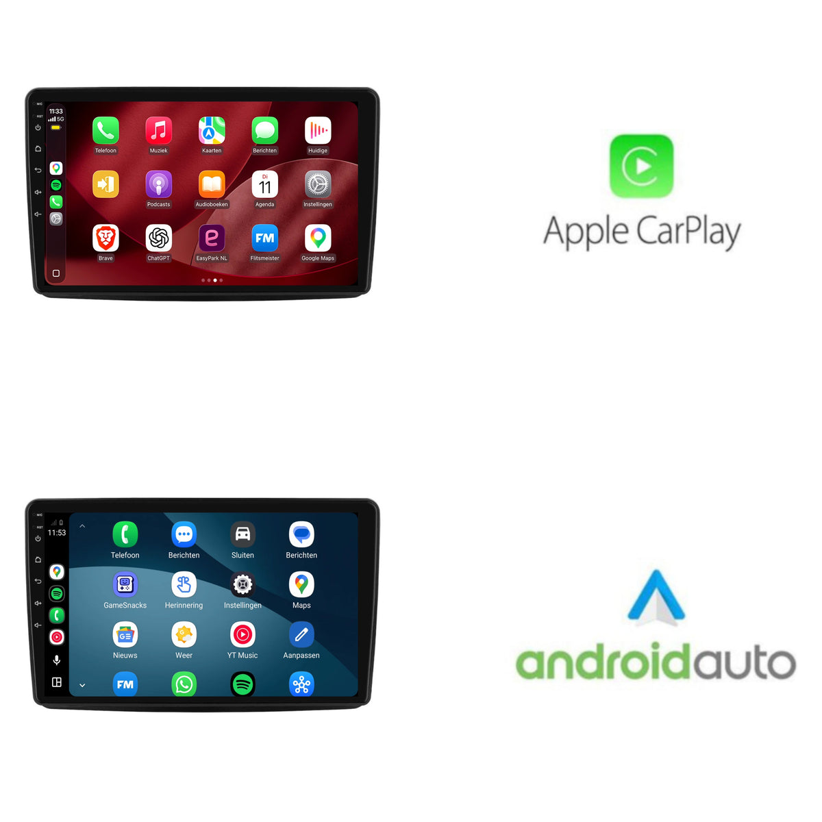Fiat Panda CarPlay & Android Auto radio | 2003 t/m 2012 | 9 inch | Android 15 – afbeelding 2