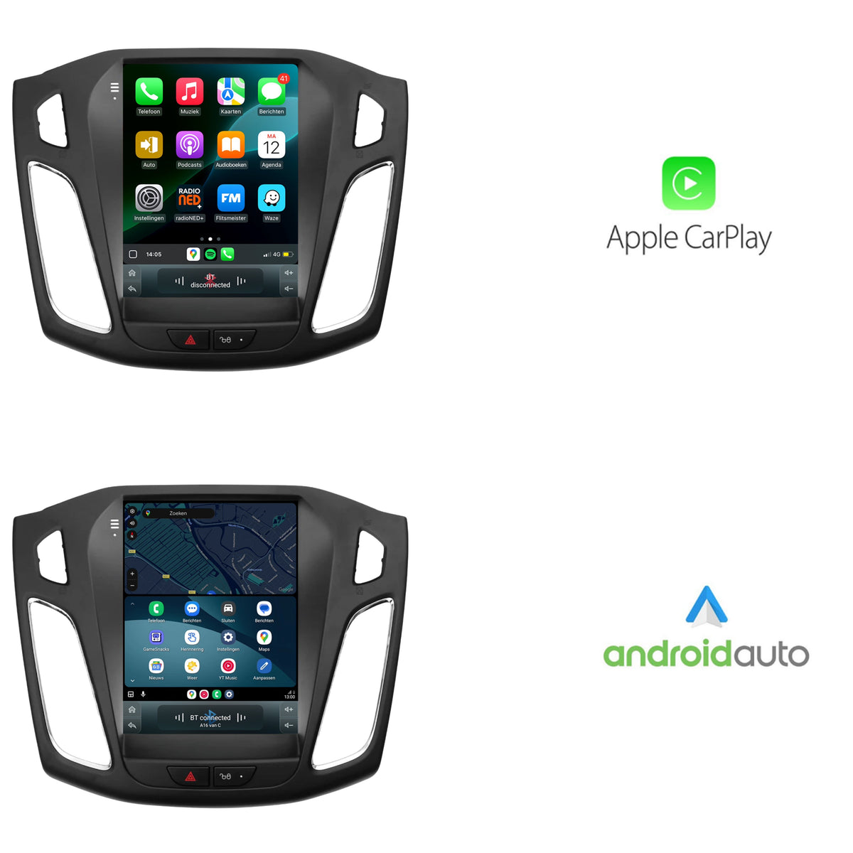 Cartronix Ford Focus | 2011 to 2017 | Car Radio Navigation | Apple CarPlay & Android Auto | Android 13 | 10-inch HD Screen | with 2 Knobs