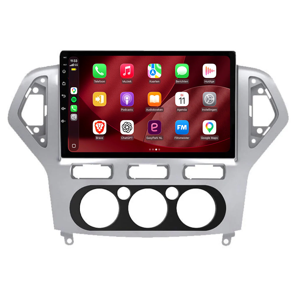 Radio samochodowe z CarPlay i Android Auto do Forda Mondeo | 2007–2014 | 9 cali | Android 15 | Srebrne | CTX-7096