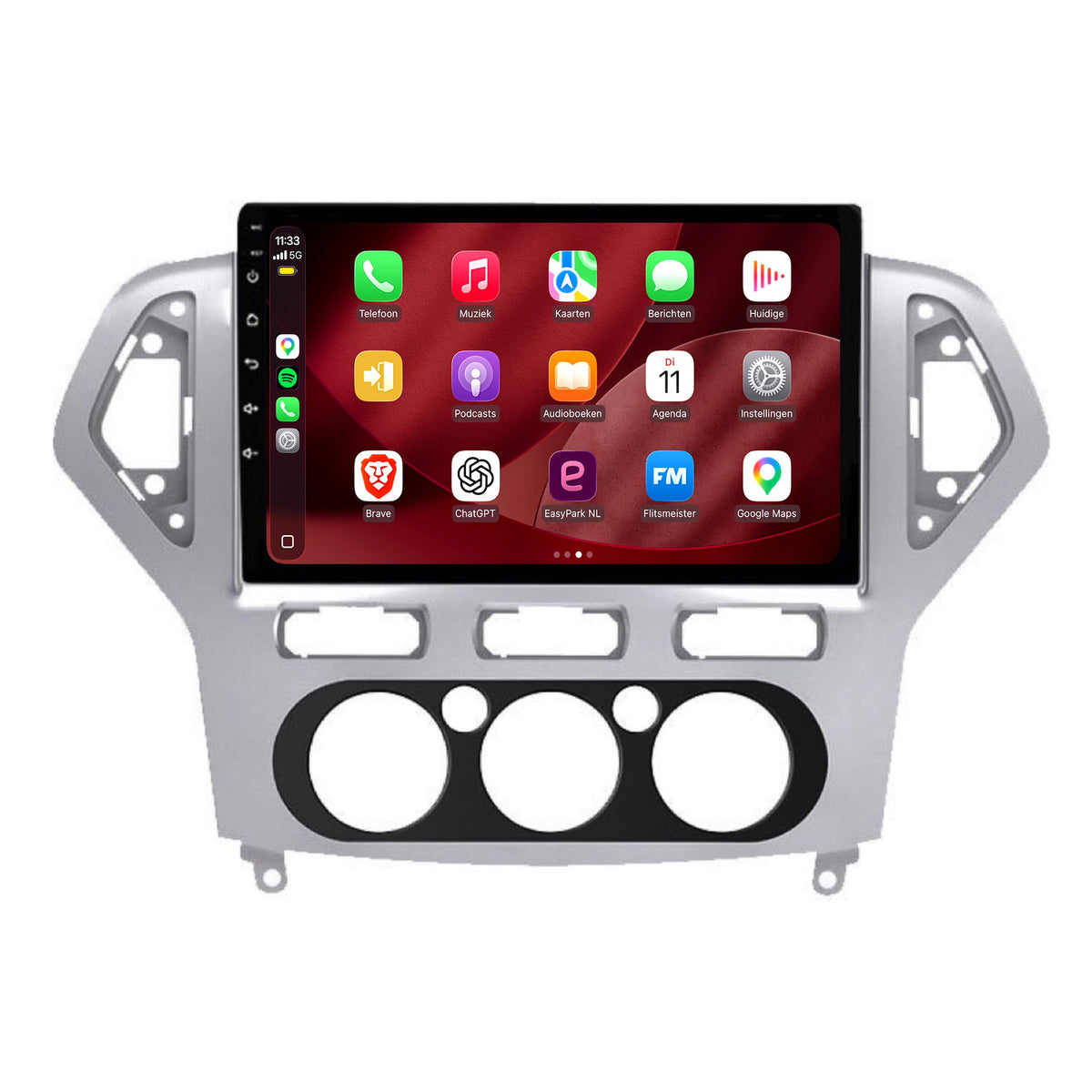 Radio con CarPlay y Android Auto para Ford Mondeo | 2007 a 2014 | 9 pulgadas | Android 15 | Marco plateado | CTX-7204