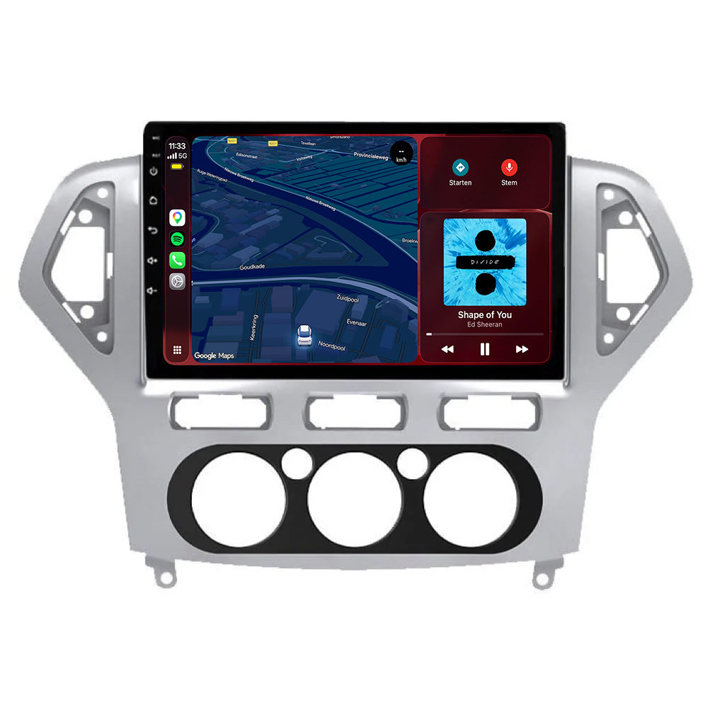 Radio samochodowe z CarPlay i Android Auto do Forda Mondeo | 2007–2014 | 9 cali | Android 15 | Srebrne | CTX-7096
