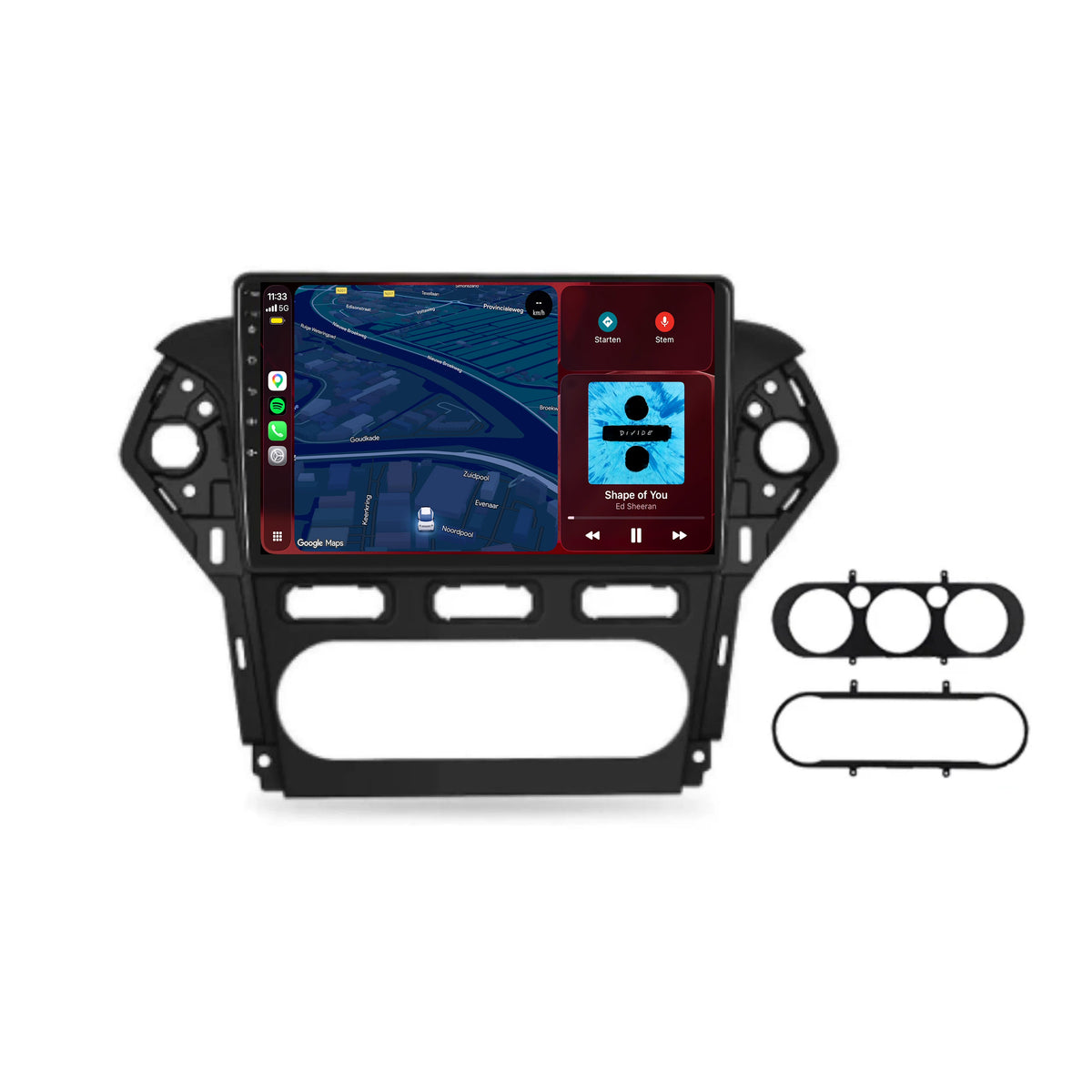 Ford Mondeo CarPlay & Android Auto Radio | 2007 bis 2014 | 9 Zoll | Android 15 | Schwarzer Rahmen | CTX-7205