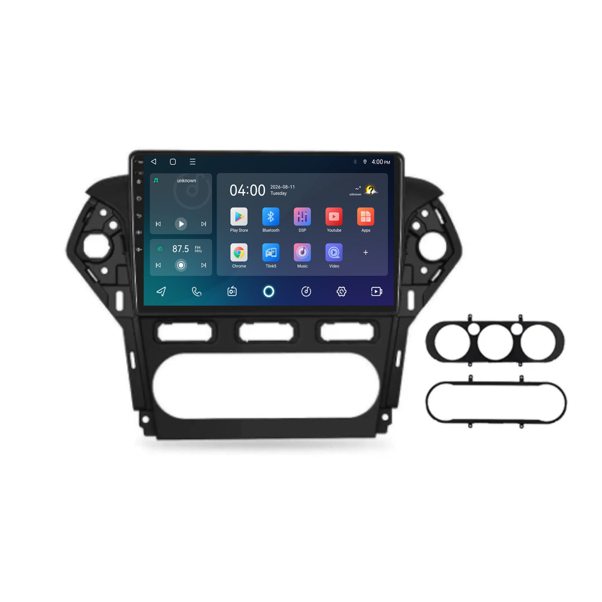 Ford Mondeo CarPlay & Android Auto Radio | 2007 bis 2014 | 9 Zoll | Android 15 | Schwarzer Rahmen | CTX-7205