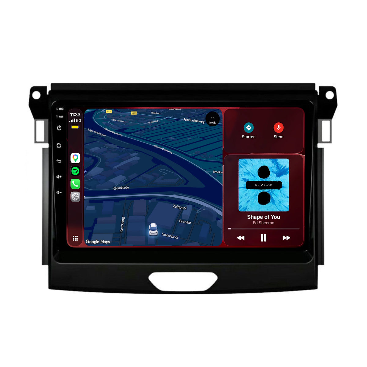 Autoradio Ford Ranger CarPlay & Android Auto | 2016 à 2019 | 9 pouces | Android 15 | Noir | CTX-7141