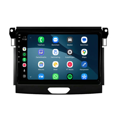 Ford Ranger CarPlay & Android Auto radio | 2016 t/m 2019 | 9 inch | Android 15 | Zwart | CTX-7141