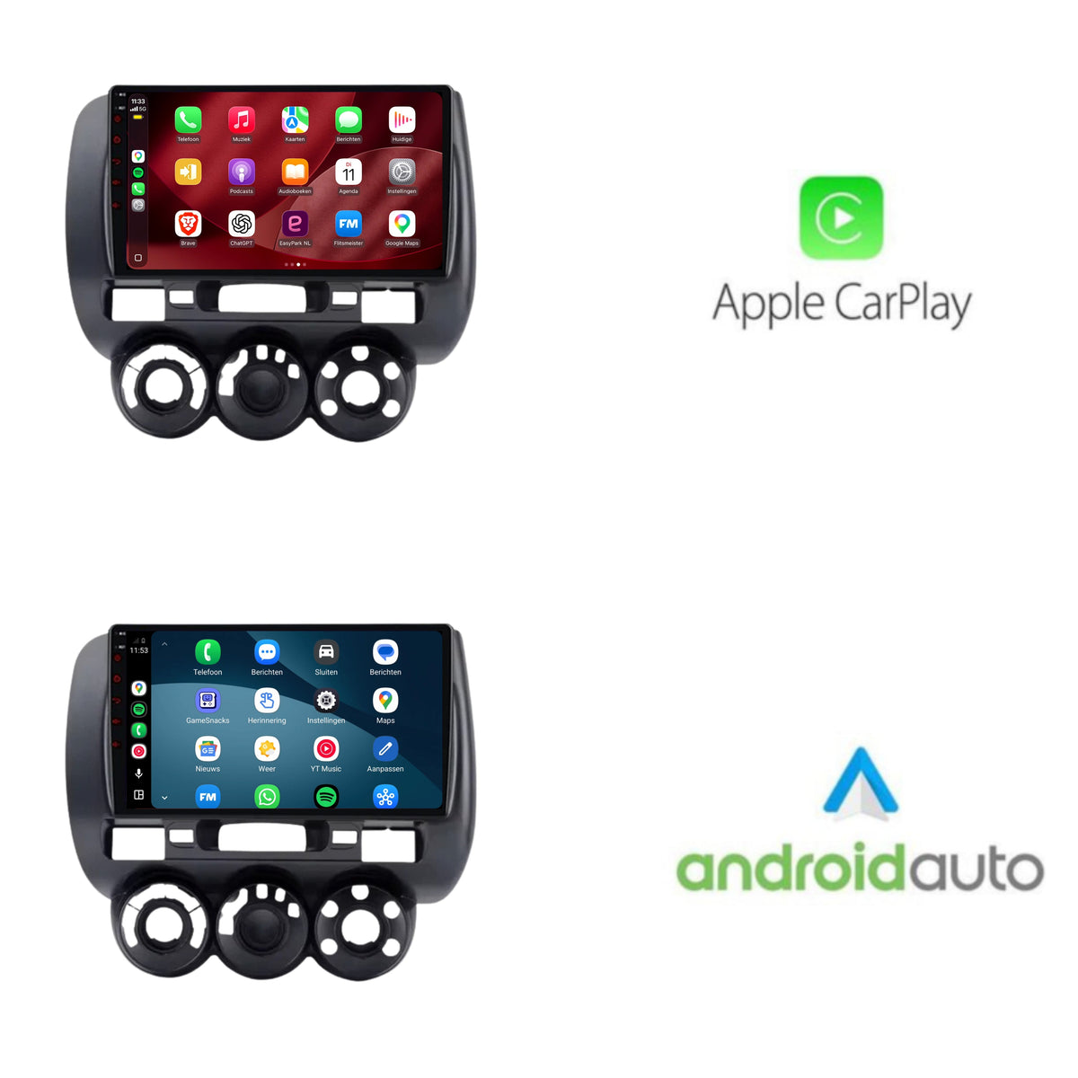 Honda Jazz CarPlay & Android Auto Radio | 2002 bis 2008 | 9 Zoll | Android 15 | CTX-7291