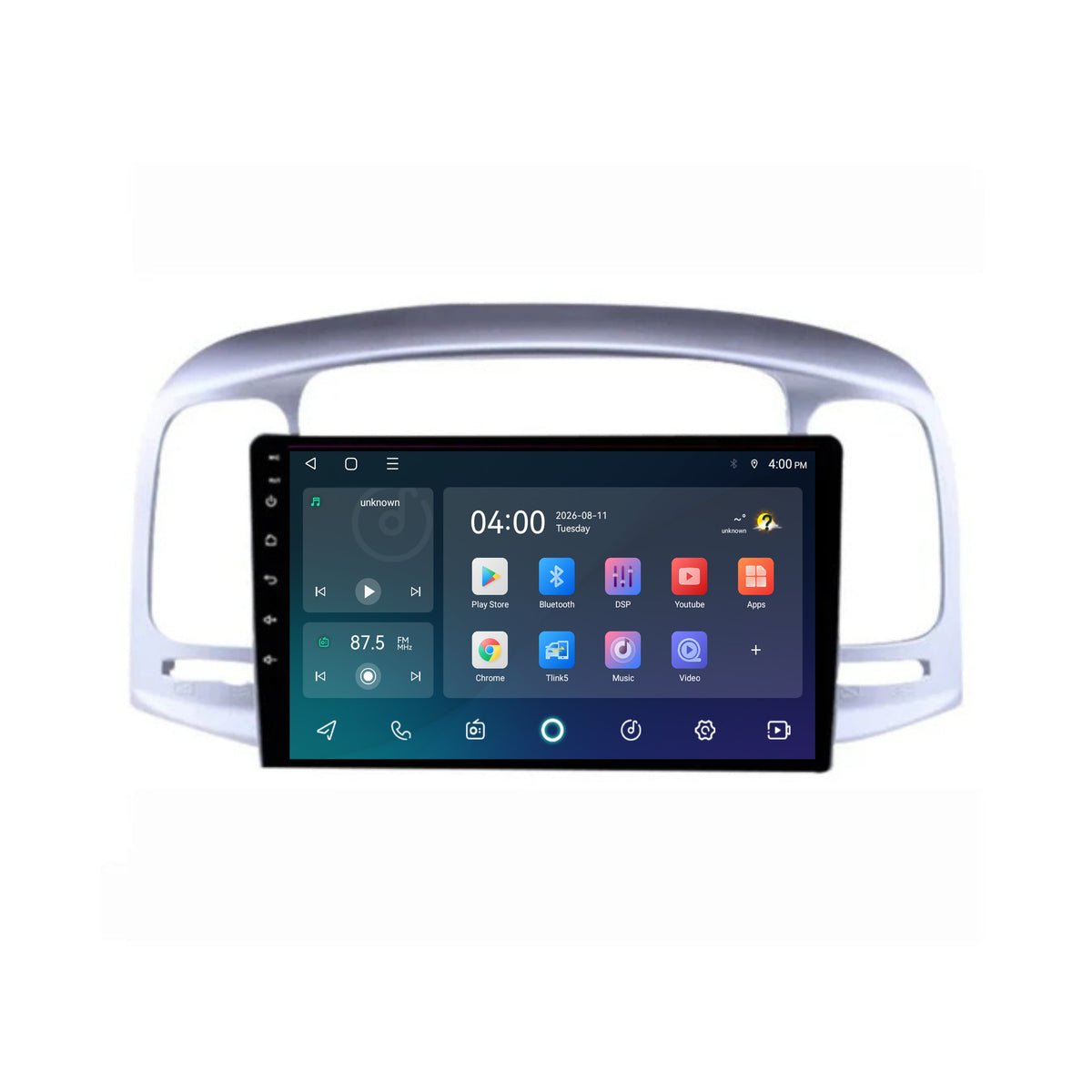 Hyundai Accent CarPlay & Android Auto radio | 2007 to 2011 | 9 inch | Android 15 | Silver | CTX-7174