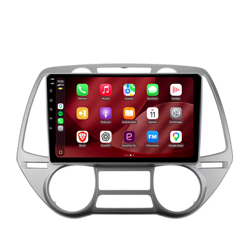 Radio con CarPlay y Android Auto para Hyundai i20 | 2008 a 2014 | 9 pulgadas | Android 15 | Plata | CTX-7336