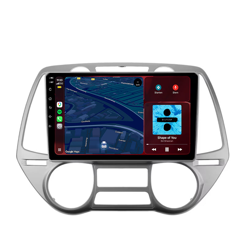 Radio con CarPlay y Android Auto para Hyundai i20 | 2008 a 2014 | 9 pulgadas | Android 15 | Plata | CTX-7336