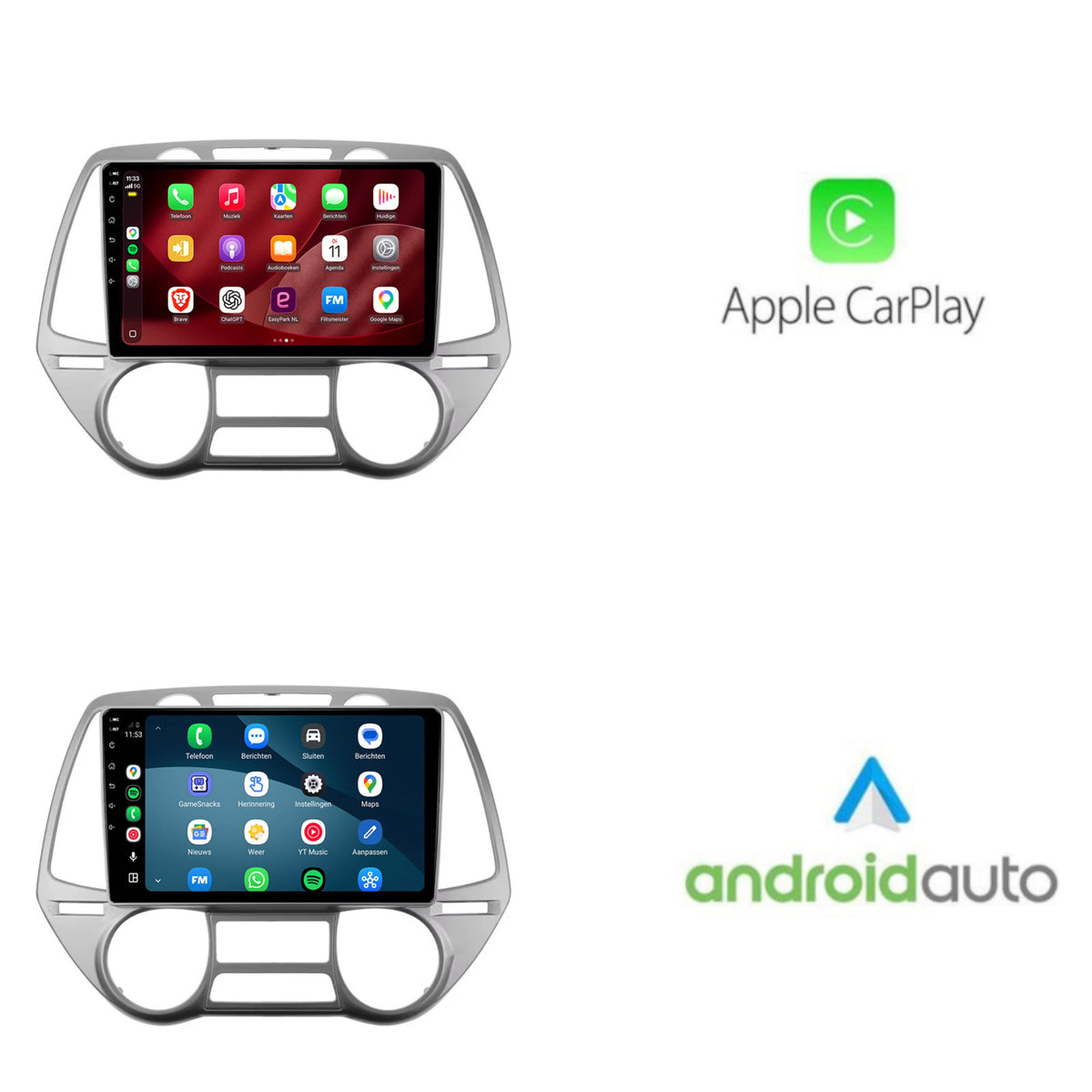 Radio con CarPlay y Android Auto para Hyundai i20 | 2008 a 2014 | 9 pulgadas | Android 15 | Plata | CTX-7336