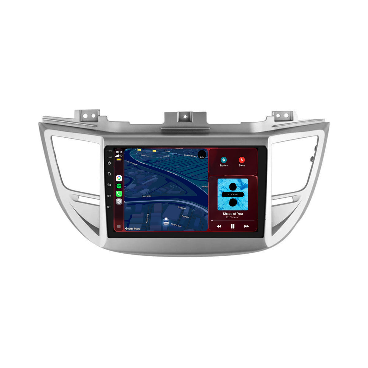 Hyundai Tucson CarPlay & Android Auto radio | 2015 t/m 2018 | 9 inch | Android 15 | Zilver | CTX-7115