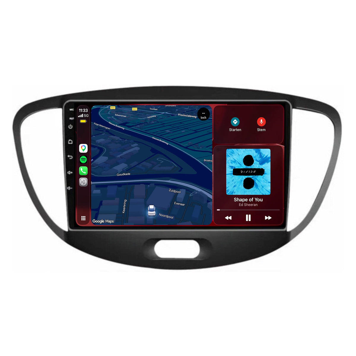 Radio con CarPlay y Android Auto para Hyundai i10 | 2008 a 2013 | 9 pulgadas | Android 15