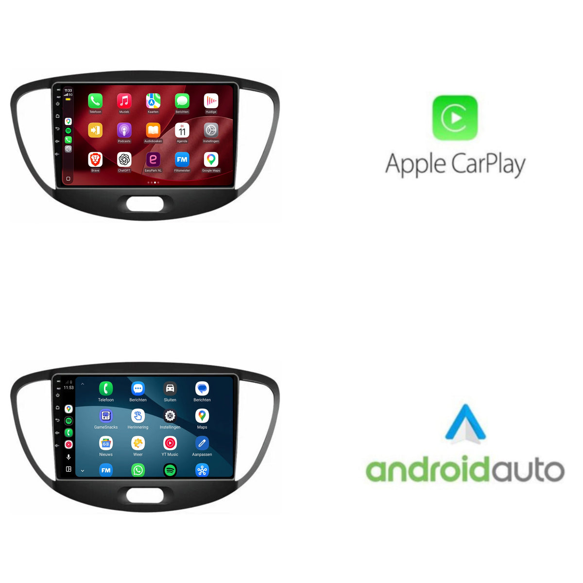 Radio con CarPlay y Android Auto para Hyundai i10 | 2008 a 2013 | 9 pulgadas | Android 15